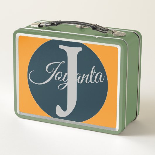 Custom  orange greay blue Monogram Elegant (Achterkant)