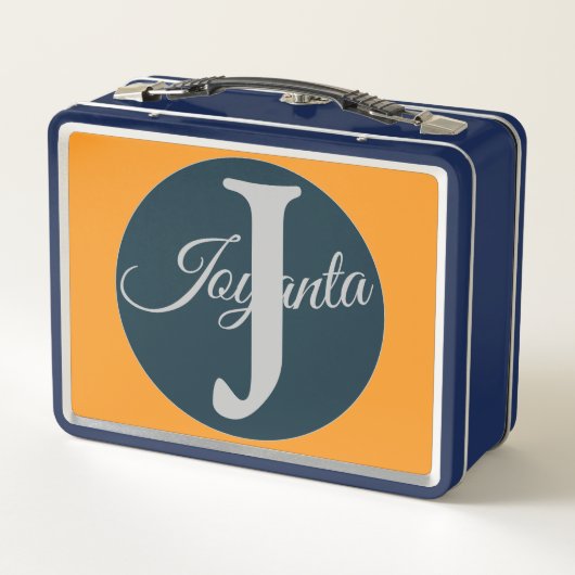 Custom  orange greay blue Monogram Elegant (Achterkant)