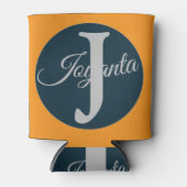 Custom orange greay blue Monogram Elegant Blikjeskoeler (Voorkant)