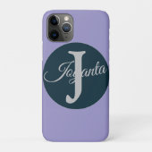 Custom  orange greay blue Monogram Elegant Case-Mate iPhone Case (Achterkant)