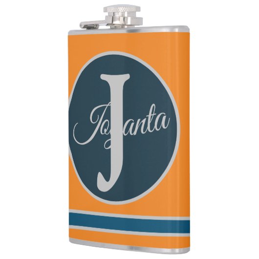 Custom  orange greay blue Monogram Elegant Heupfles (Links)