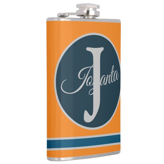 Custom  orange greay blue Monogram Elegant Heupfles (Rechts)