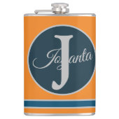 Custom  orange greay blue Monogram Elegant Heupfles (Voorkant)