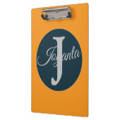 Custom  orange greay blue Monogram Elegant Klembord (Links)