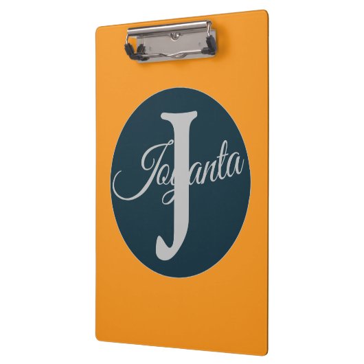 Custom  orange greay blue Monogram Elegant Klembord (Links)