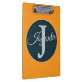 Custom  orange greay blue Monogram Elegant Klembord (Rechts)