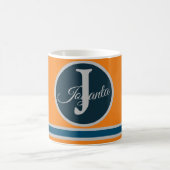 Custom  orange greay blue Monogram Elegant Koffiemok (Center)