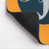 Custom  orange greay blue Monogram Elegant Muismat (Hoek)