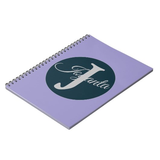 Custom orange greay blue Monogram Elegant Notitieboek (Linkerzijde)