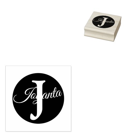 Custom  orange greay blue Monogram Elegant Rubberstempel (Gestempeld)