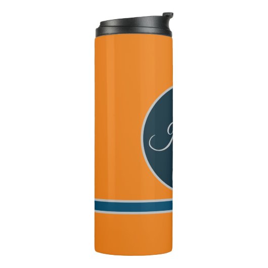 Custom  orange greay blue Monogram Elegant Thermosbeker (Gedraaid links)