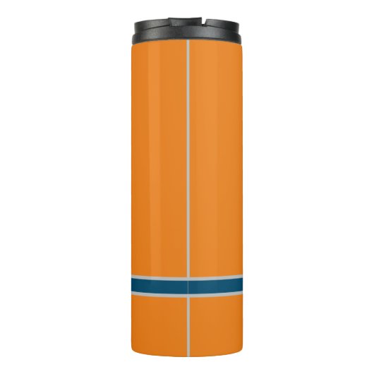 Custom  orange greay blue Monogram Elegant Thermosbeker (Achterkant)