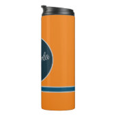 Custom  orange greay blue Monogram Elegant Thermosbeker (Geroteerd rechts)