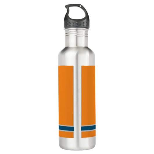 Custom  orange greay blue Monogram Elegant Waterfles (Achterkant)