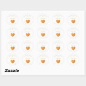 Custom Orange Heart Wedding Sanitizer Hands Ronde Sticker (Vel)
