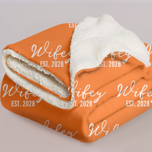 Custom Orange Mr & Mrs Blanket Gift for Newlyweds Sherpa Deken