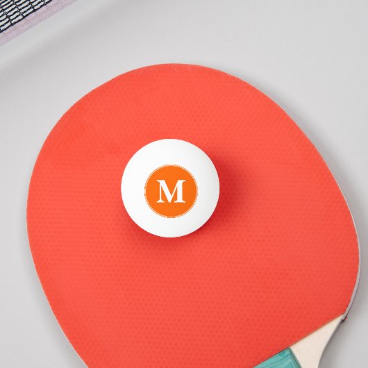 Custom Orange White Monogrammed Table Tennis Beer Pingpongbal