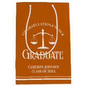 Custom Oranje White Law School Afstudeerfeest Medium Cadeauzakje (Voorkant)