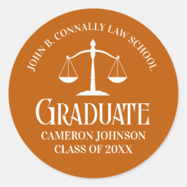 Custom Oranje White Law School Afstudeerfeest Ronde Sticker