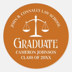 Custom Oranje White Law School Afstudeerfeest Ronde Sticker