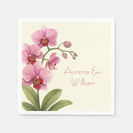 Custom Orchid Floral Paper Napkins  Servet