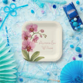 Custom Orchid Floral Papieren Bordje (Feest)