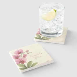 Custom Orchid Floral Stone Coaster Stenen Onderzetter