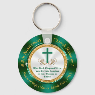 Custom Orded Green Gold White Church Jubileum Sleutelhanger