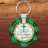 Custom Orded Green Gold White Church Jubileum Sleutelhanger (Voorkant)