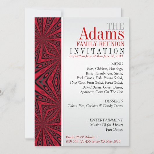 ::CUSTOM ORDER:: Adams Family Reunion Party Uitnod Kaart (Achterkant)