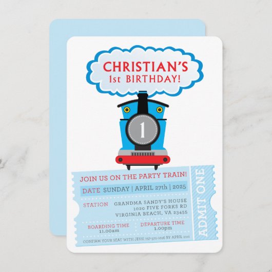 CUSTOM ORDER Christelijk's 1e Verjaardagstrein uit Kaart (Voorkant / Achterkant)