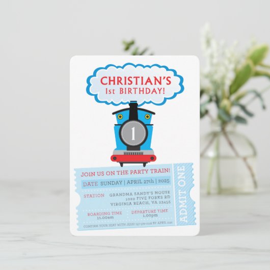 CUSTOM ORDER Christelijk's 1e Verjaardagstrein uit Kaart (Staand voorkant)