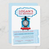 CUSTOM ORDER Logan's 4e verjaardag trein uitnodigi Kaart (Voorkant / Achterkant)