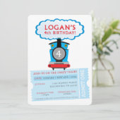 CUSTOM ORDER Logan's 4e verjaardag trein uitnodigi Kaart (Staand voorkant)
