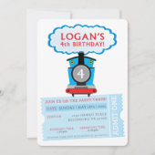 CUSTOM ORDER Logan's 4e verjaardag trein uitnodigi Kaart (Voorkant)