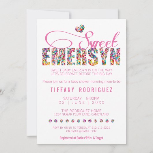 CUSTOM ORDER Sweet Emersyn Baby shower Invitation Kaart (Voorkant)