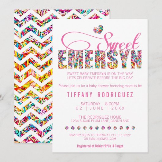 CUSTOM ORDER Sweet Emersyn Baby shower Invitation Kaart (Voorkant / Achterkant)