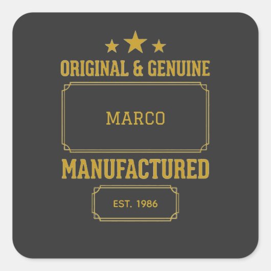 Custom Original & Genuine Birthday Vierkante Sticker (Voorkant)