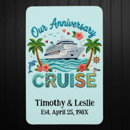 Custom Our Anniversary Faux Embroidery Cruise Door Magneet