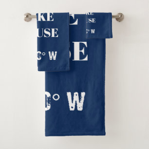 Custom Our Lake House Coordinates Bad Handdoek