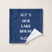 Custom Our Lake House Coordinates Bad Handdoek (Wasdoekje)