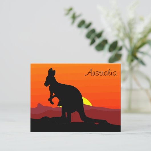Custom Outback Australian Kangaroo op Sunset Briefkaart (Staand voorkant)