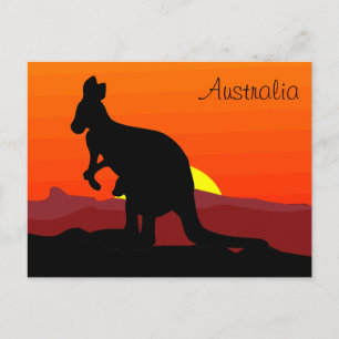 Custom Outback Australian Kangaroo op Sunset Briefkaart