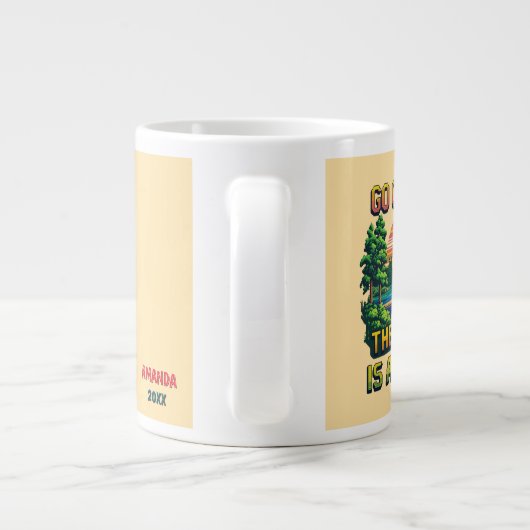 Custom Outdoor Nature Scene Pixel Art Graphic  Grote Koffiekop (Achterkant)