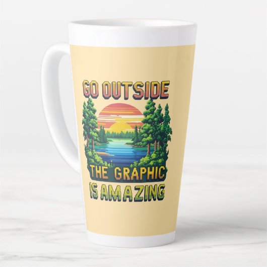 Custom Outdoor Nature Scene Pixel Art Graphic  Latte Mok (Linkerhoek)