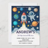 Custom Outer Space Astronaut voor kind Verjaardag Kaart (Voorkant)