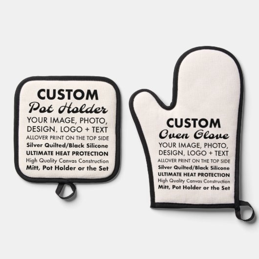 Custom Oven Handschoen Pot Houder Set - Siliconen  (Voorkant)