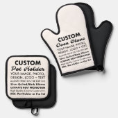 Custom Oven Handschoen Pot Houder Set - Siliconen  (Voorkant / Achterkant)
