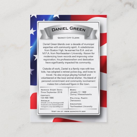 Custom Overheid Trading Kaarten Amerikaanse Congre Contactkaartje (Achterkant)