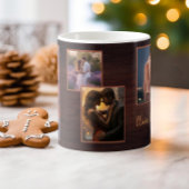 Custom Paar 4 Foto Rustieke Bruine Valentijn Koffiemok